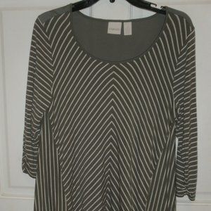 Chico's Scoop Neck Gray Stripe Knit TOP